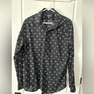 Men's EXPRESS Extra Slim cotton floral dress shirt Size Large